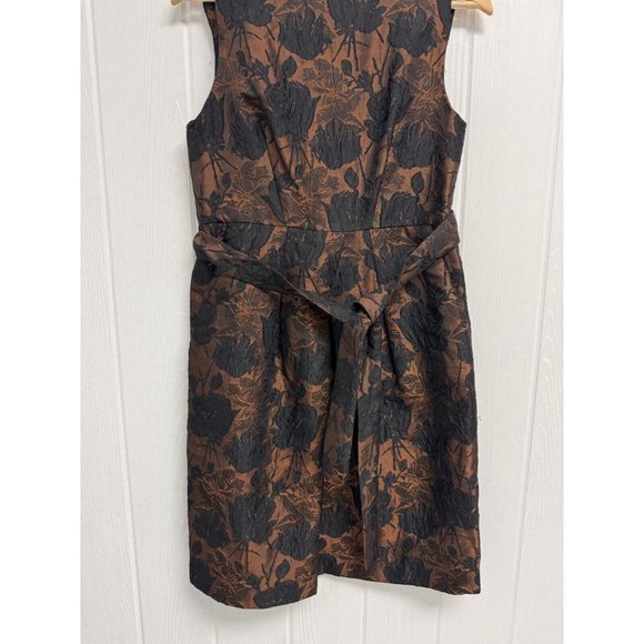 Talbots Women's Sleeveless Black And Brown Floral Sheath Formal Dress Size 8 - Picture 10 of 11